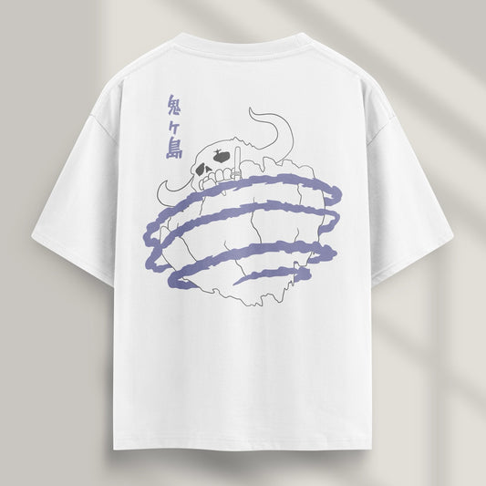 camiseta de kaido de one piece color blanca detras