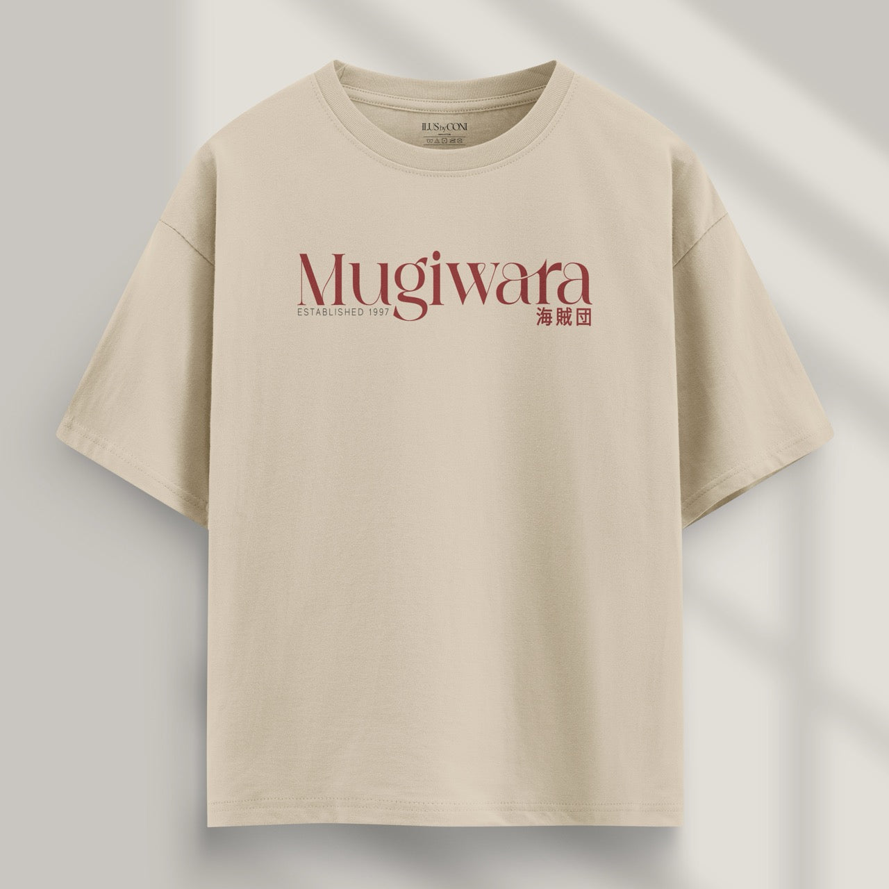 camiseta one piece mugiwara beige frente