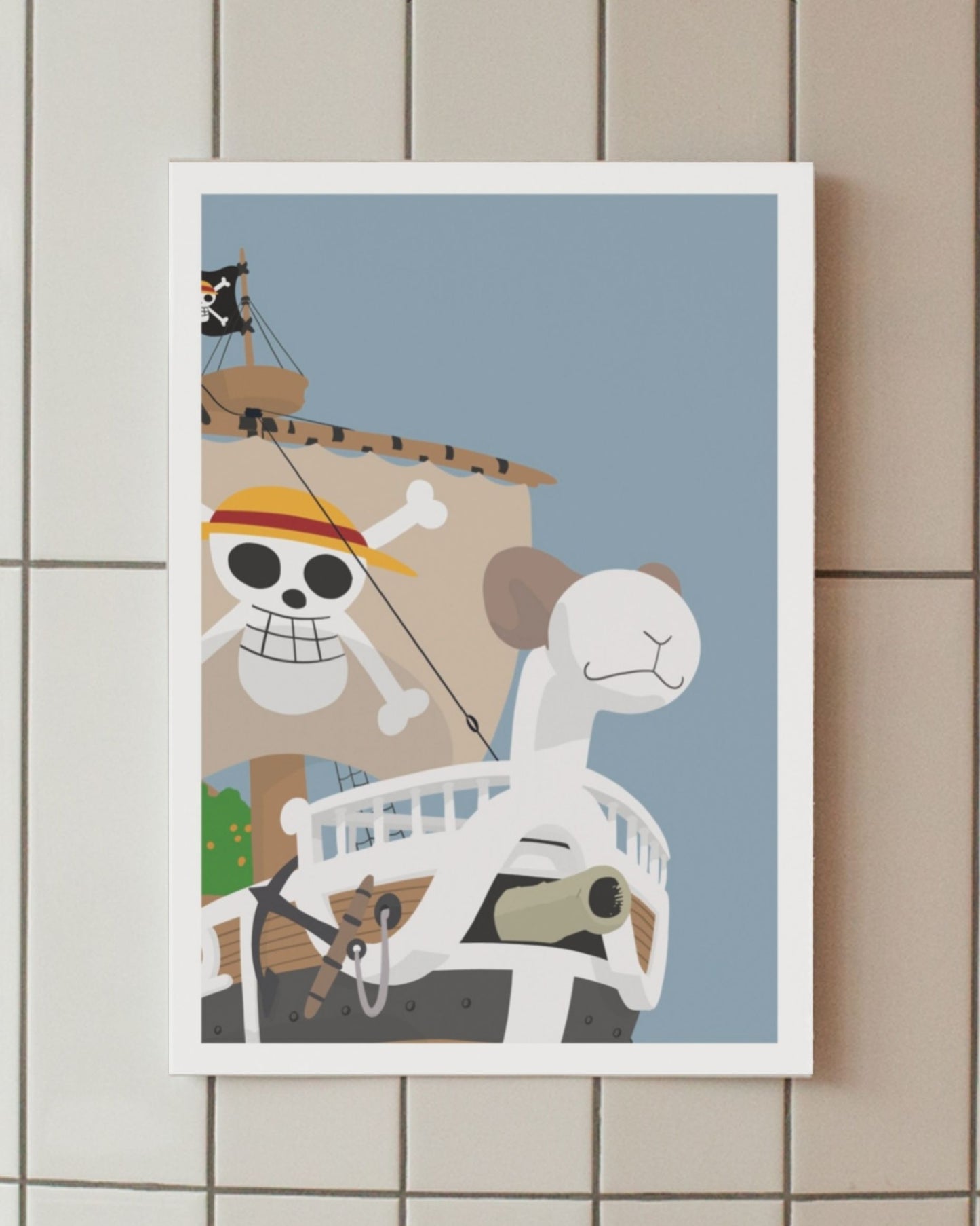 minimalist anime poster going merry straw hats one piece