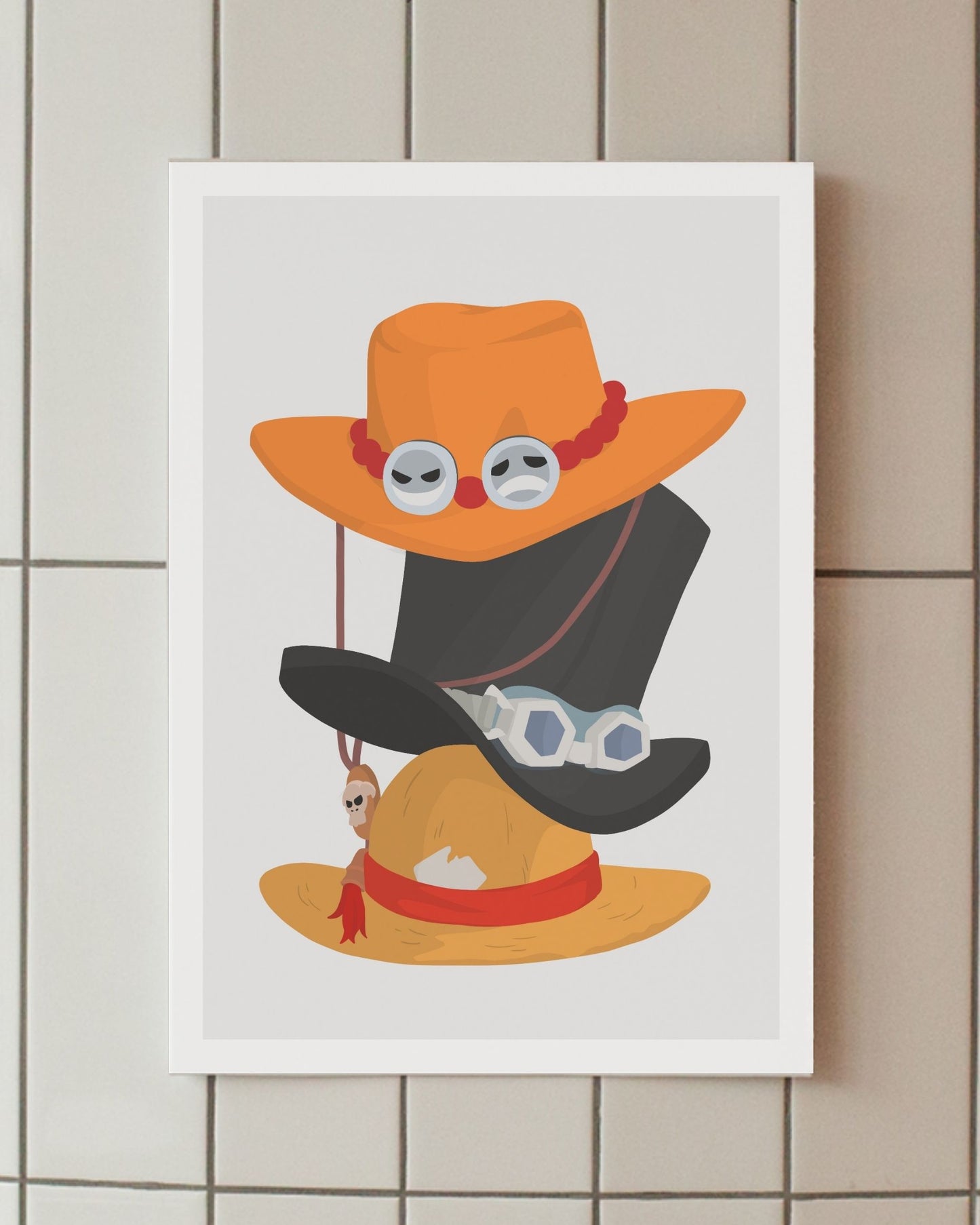 minimalist anime poster ace, sabo and luffy one piece