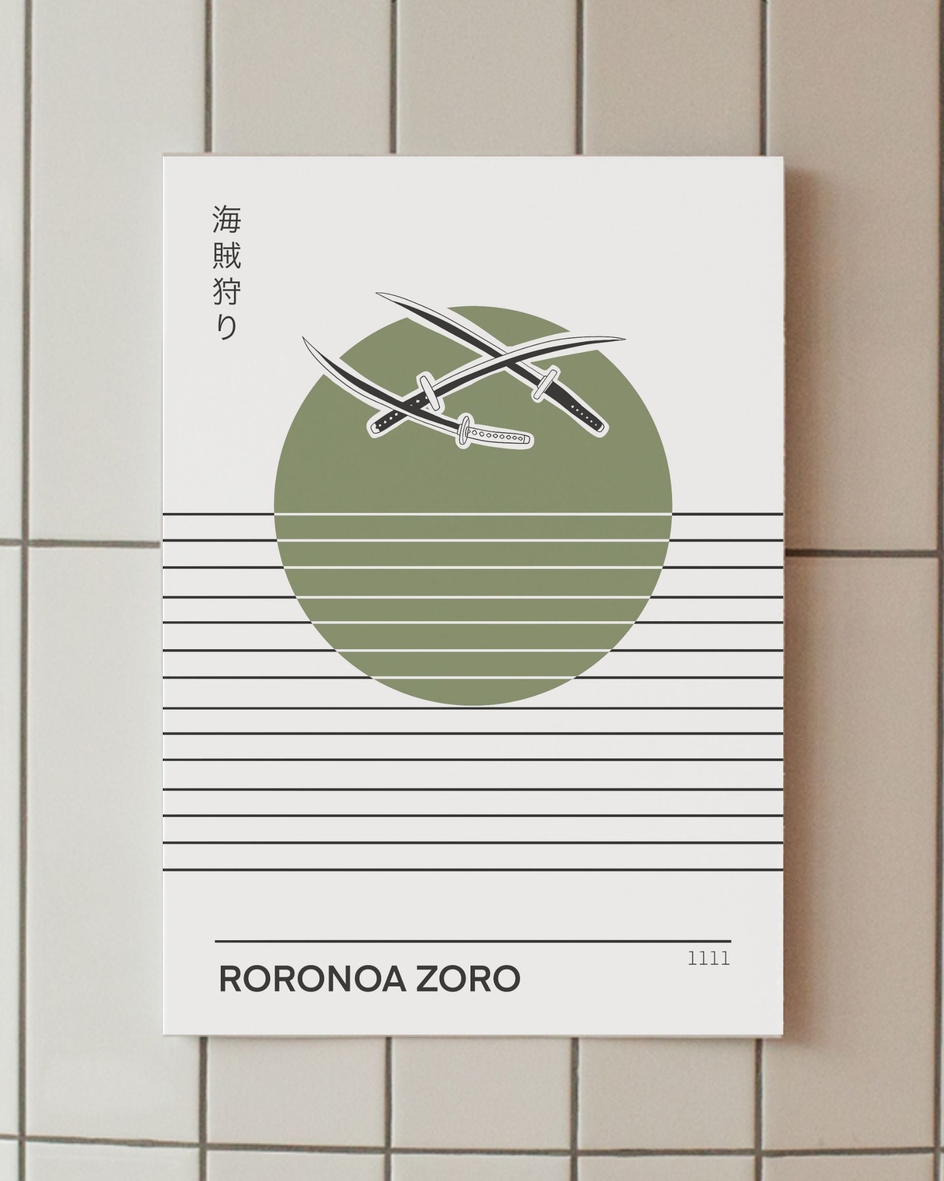 minimalist anime poster three swords zoro one piece