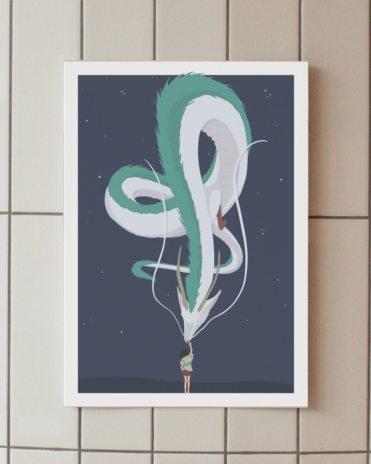 minimalist anime poster haku y chihiro studio ghibli