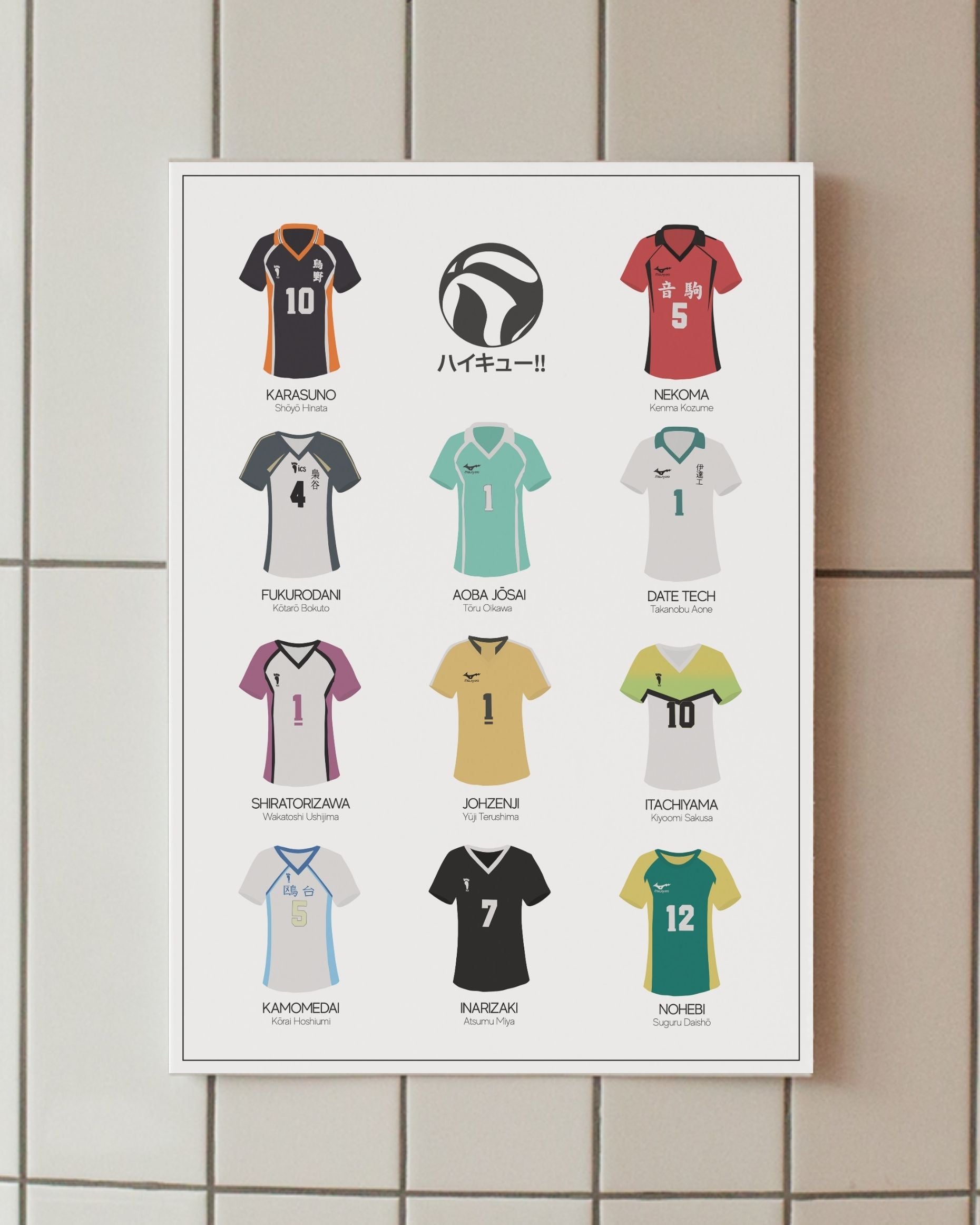 minimalist anime poster haikyuu tshirts of teams