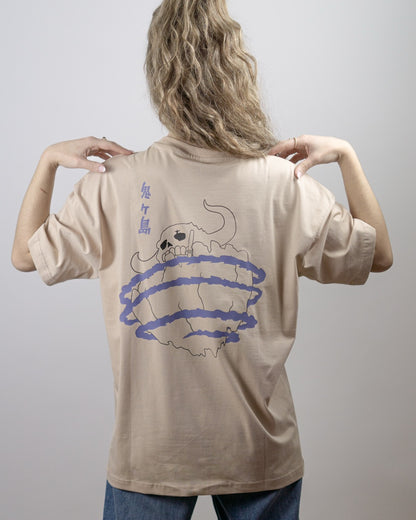 camiseta de kaido de one piece color beige detras